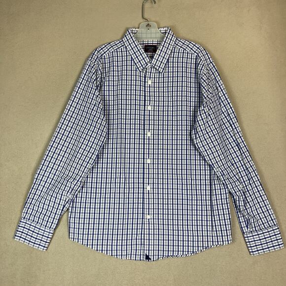 UNTUCKit Shirt Mens XL Blue Plaid Almaden Slim Fit Long Sleeve Button Up - Picture 1 of 11